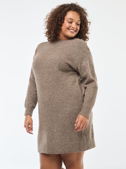 Robe pull avec boutons fantaisies à l'épaule - Kiabi
