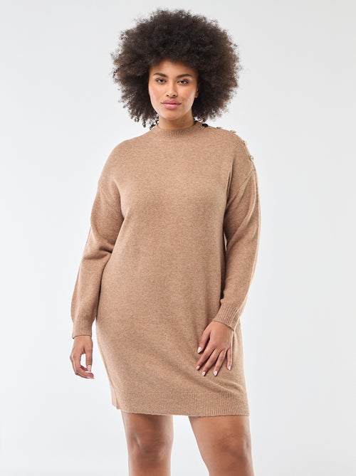 Robe pull avec boutons fantaisies à l'épaule - Kiabi
