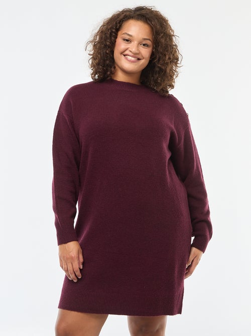Robe pull avec boutons fantaisies à l'épaule - Kiabi