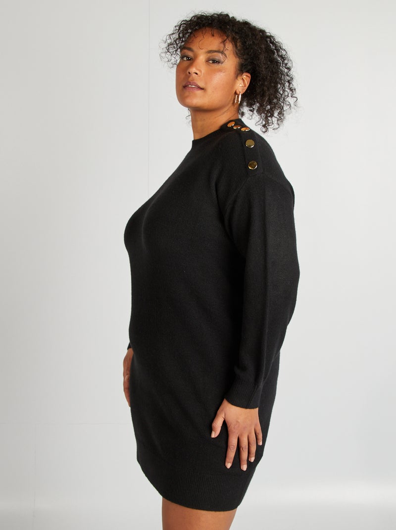 Robe pull avec boutons fantaisies noir - Kiabi