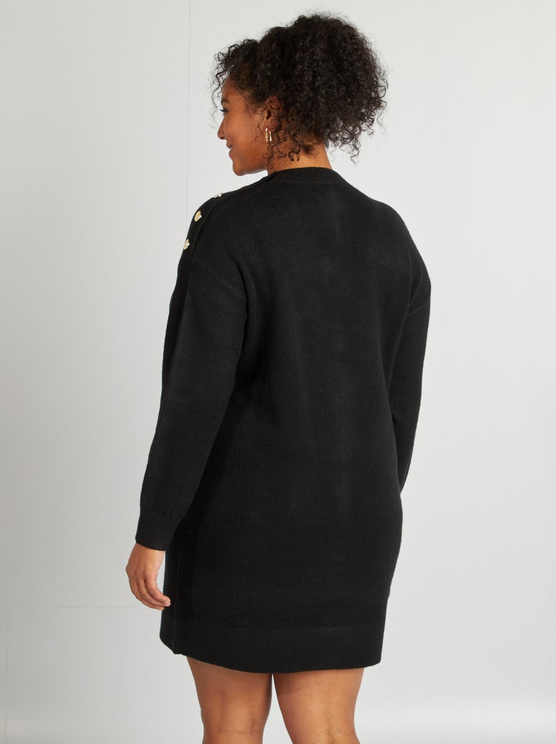 Robe pull avec boutons fantaisies noir - Kiabi