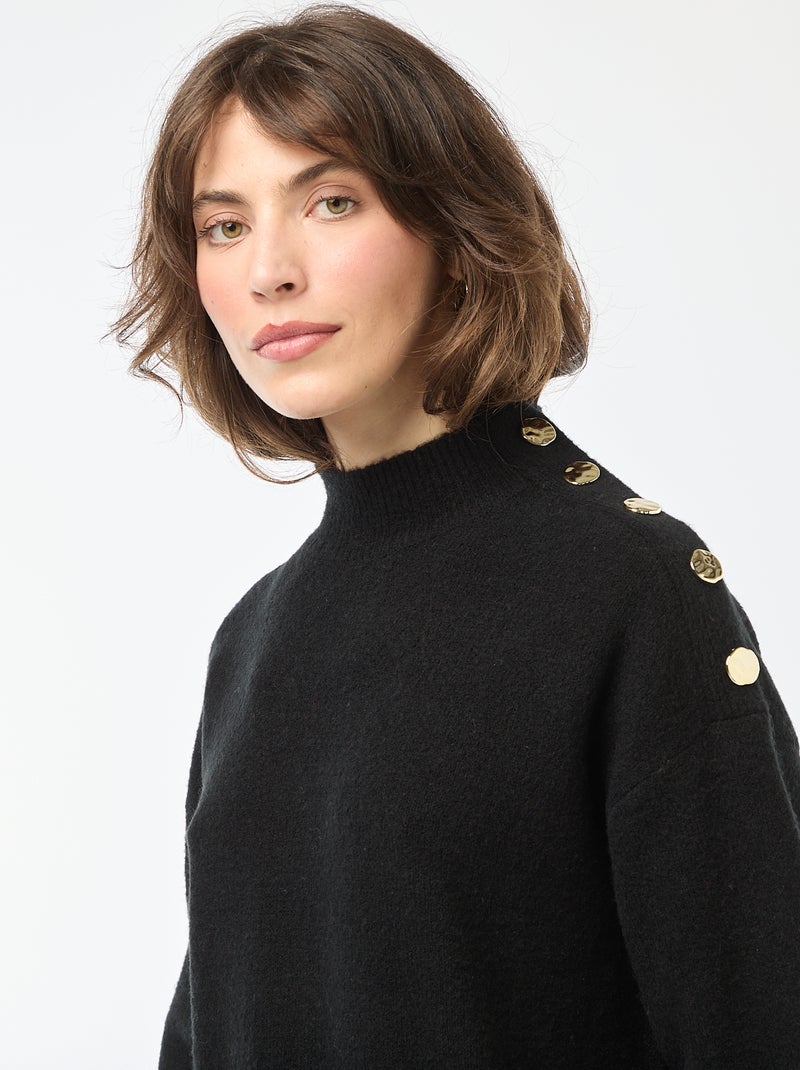 Robe pull avec boutons fantaisies Noir - Kiabi