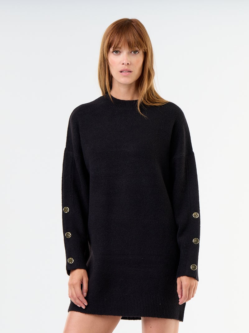 Robe pull avec boutons martelés Noir - Kiabi