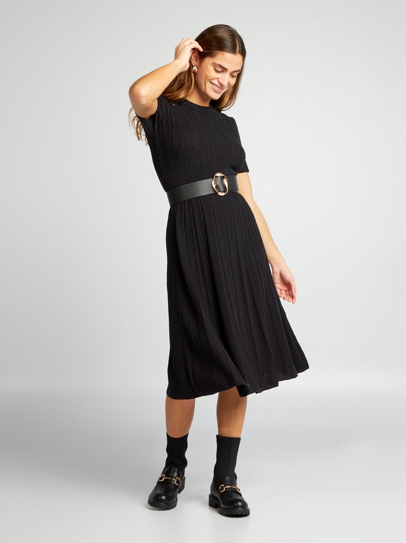 Robe pull avec chevrons noir - Kiabi
