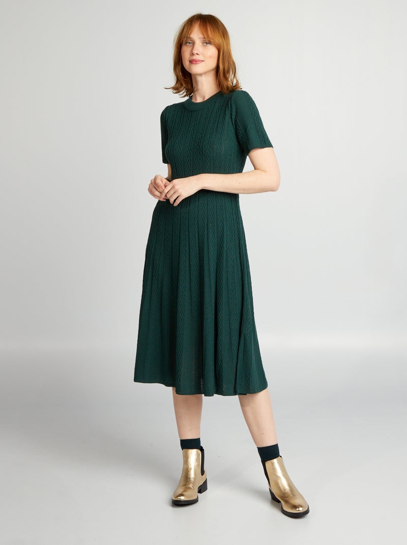 Robe pull avec chevrons Vert - Kiabi