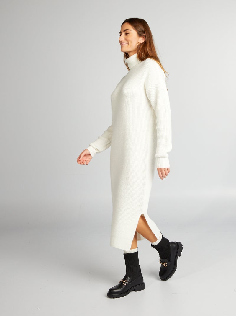Robe pull avec col roulé blanc - Kiabi