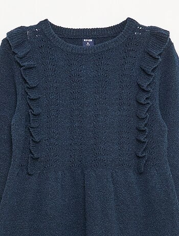 Robe pull avec maille ajourée et volants
