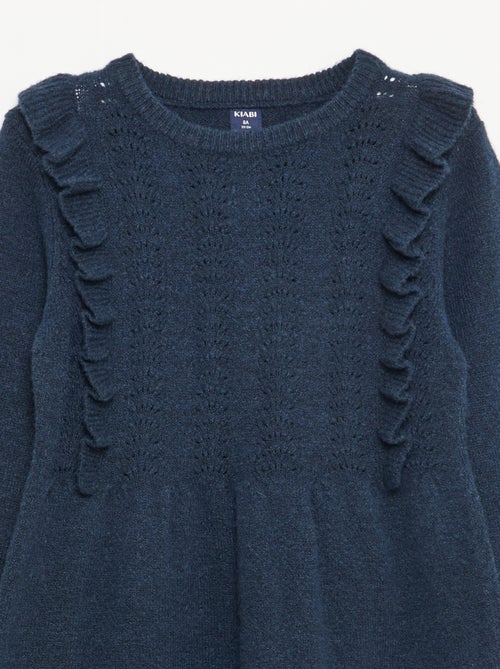 Robe pull avec maille ajourée et volants - Kiabi