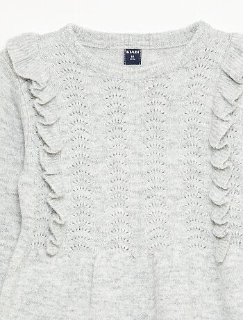 Robe pull avec maille ajourée et volants