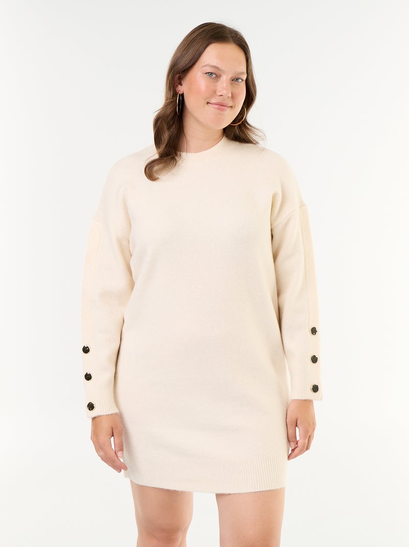 Robe pull avec manches boutonnées Beige - Kiabi