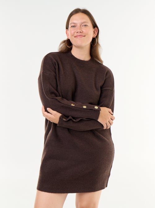 Robe pull avec manches boutonnées - Kiabi