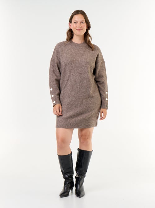 Robe pull avec manches boutonnées - Kiabi