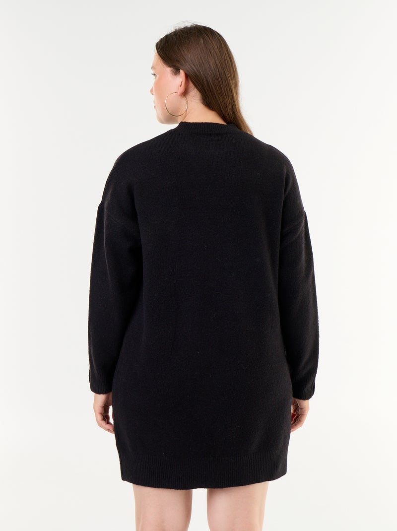 Robe pull avec manches boutonnées Noir - Kiabi