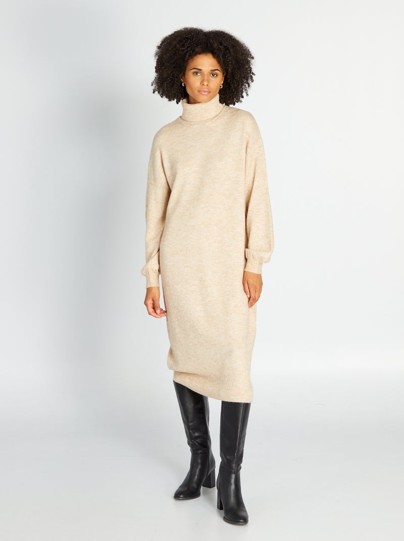 Robe pull col montant Beige - Kiabi