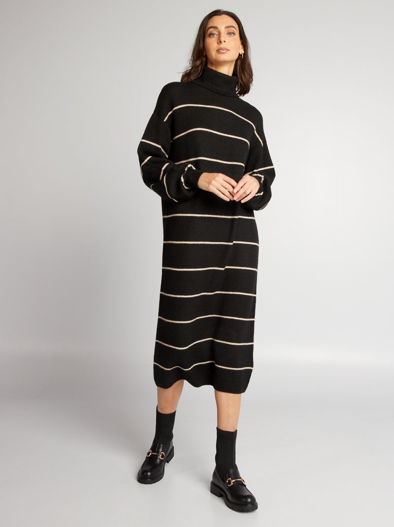 Robe pull col montant Noir - Kiabi