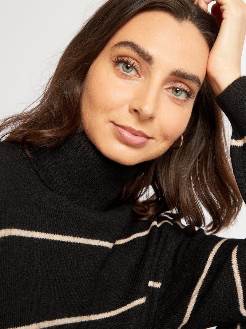 Pull Femme Fin Col Montant Noir - Taille 42/44 - Neuf - 3 SUISSES (France)