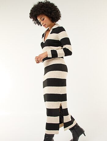 Robe pull col polo manches longues