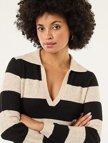 Robe pull col polo manches longues