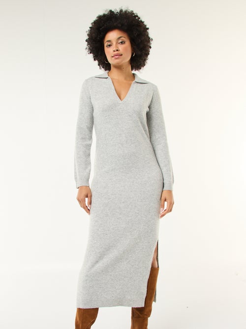 Robe pull col polo manches longues - Kiabi
