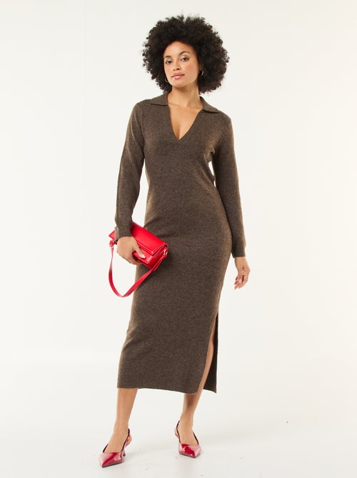 Robe pull col polo manches longues - Kiabi