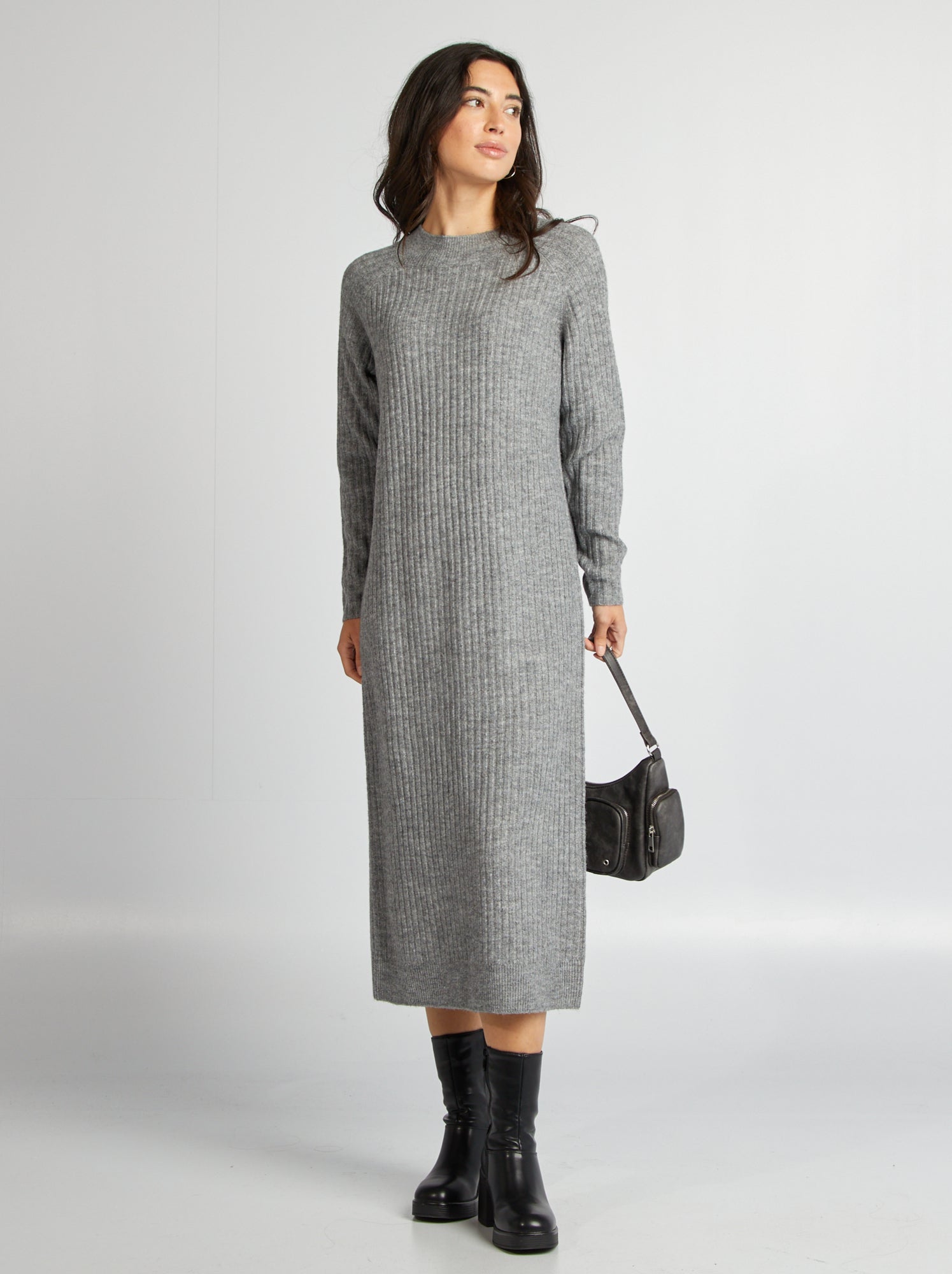 Robe pull coupe midi Gris Kiabi 25.00