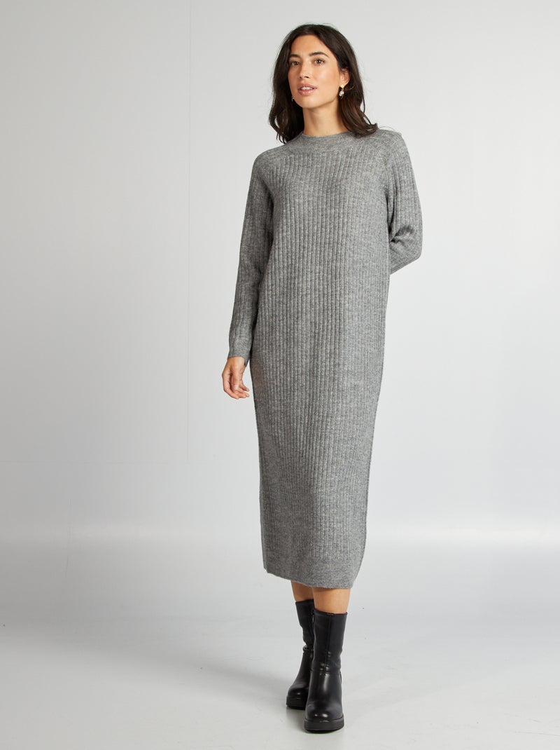 Robe pull coupe midi Gris - Kiabi