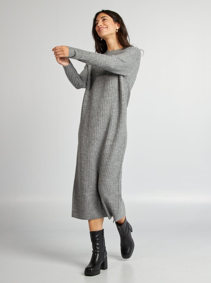 Robe pull coupe midi Gris - Kiabi