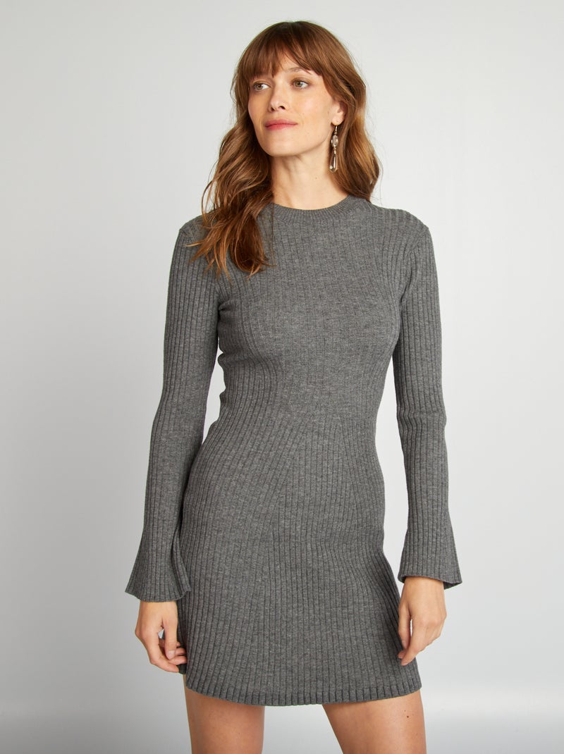 Robe pull courte ajustée Gris - Kiabi