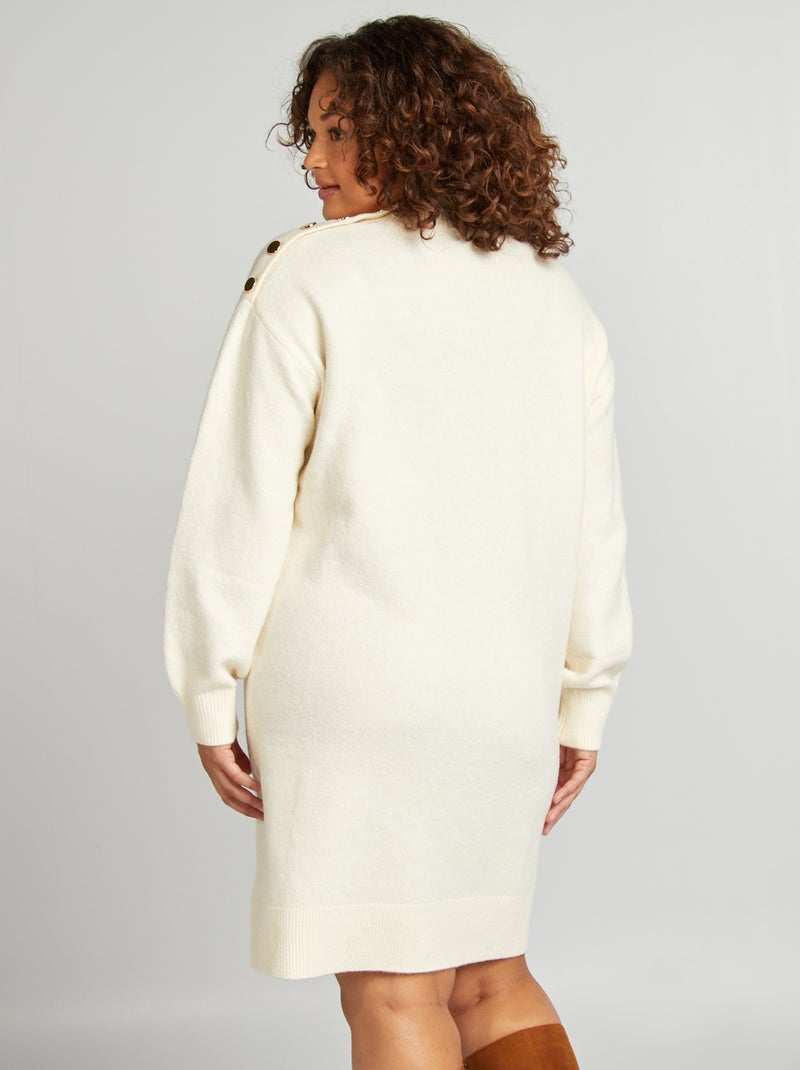 Robe pull courte avec boutons dorés fantaisies Blanc - Kiabi