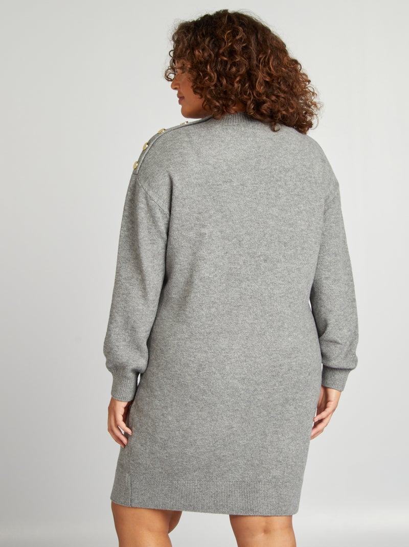 Robe pull courte avec boutons dorés fantaisies Gris - Kiabi