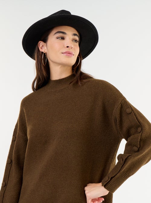 Robe pull courte avec manches boutonnées - Kiabi