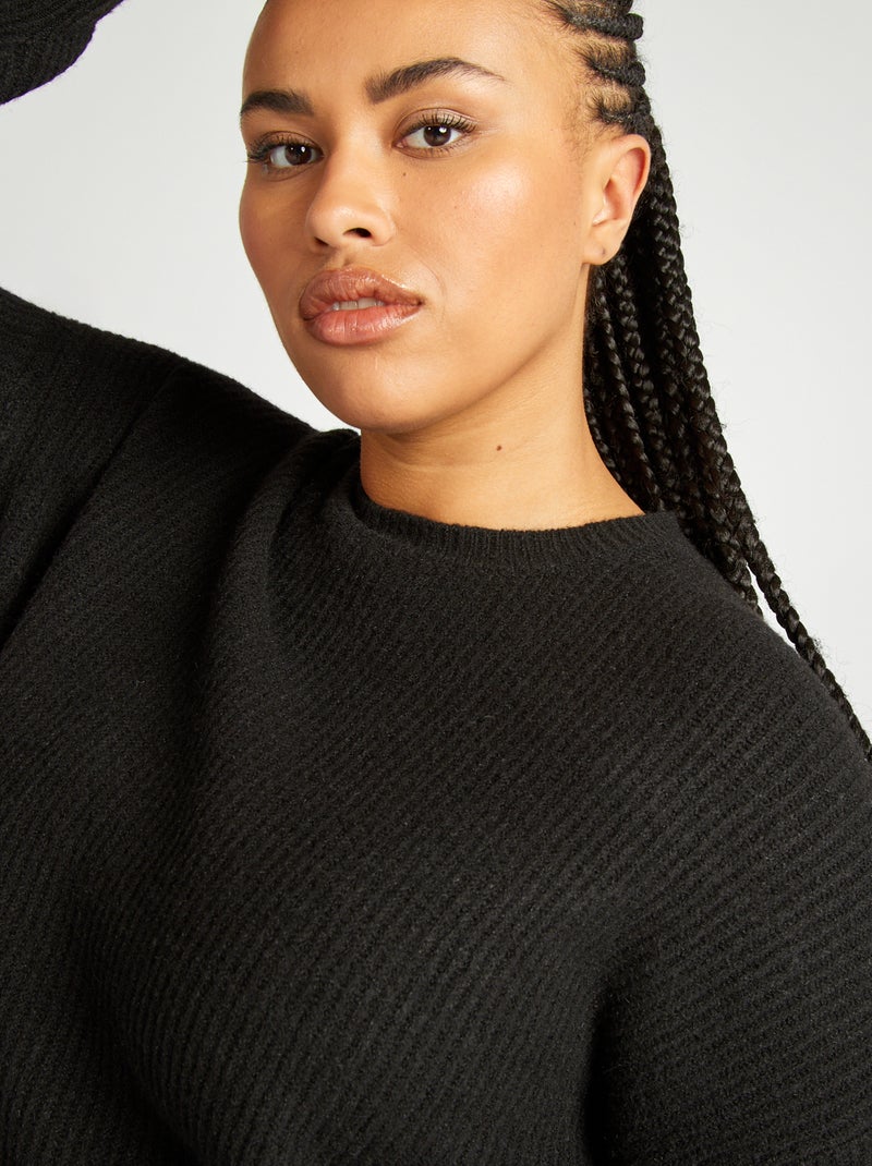 Robe pull courte en maille noir - Kiabi