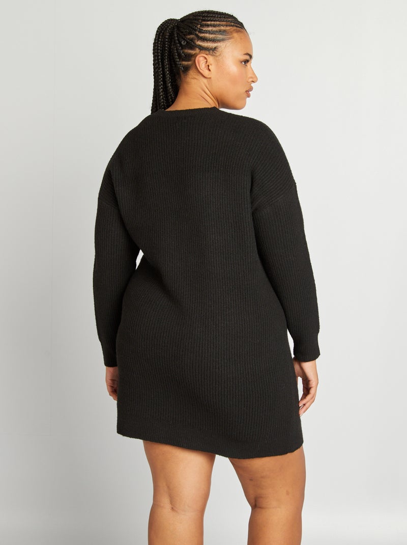 Robe pull courte en maille noir - Kiabi