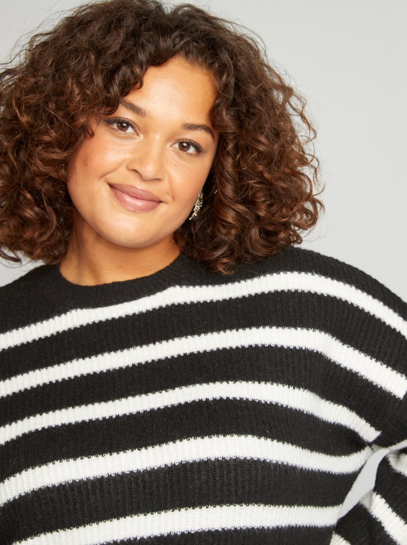 Robe pull courte en maille Noir/blanc - Kiabi