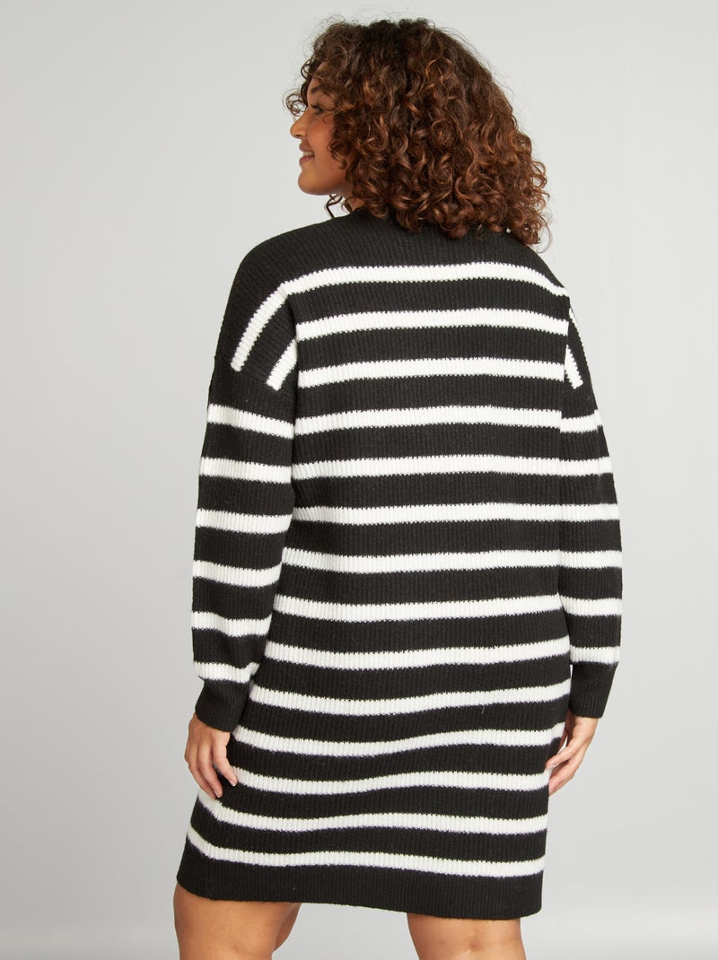 Robe pull courte en maille Noir/blanc - Kiabi