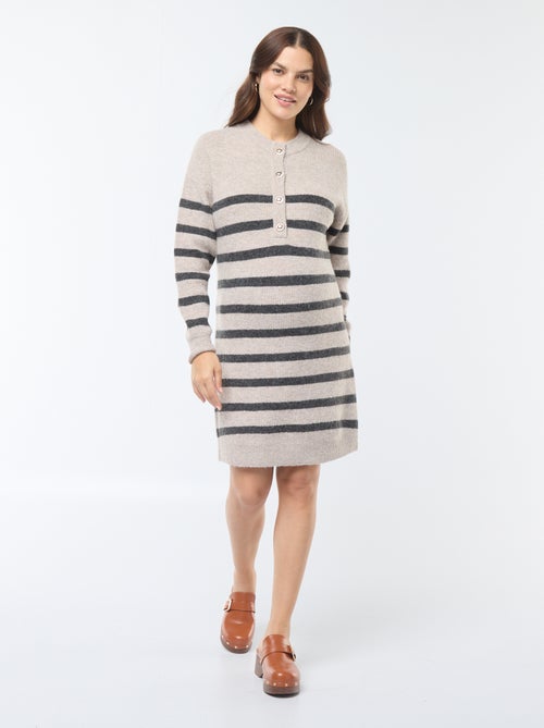 Robe pull d'allaitement à ouverture boutonnée - Kiabi
