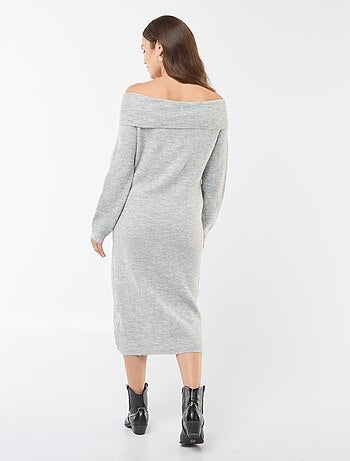 Robe pull de maternité encolure bardot