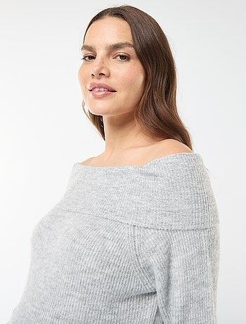 Robe pull de maternité encolure bardot