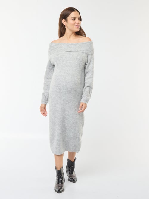 Robe pull de maternité encolure bardot - Kiabi