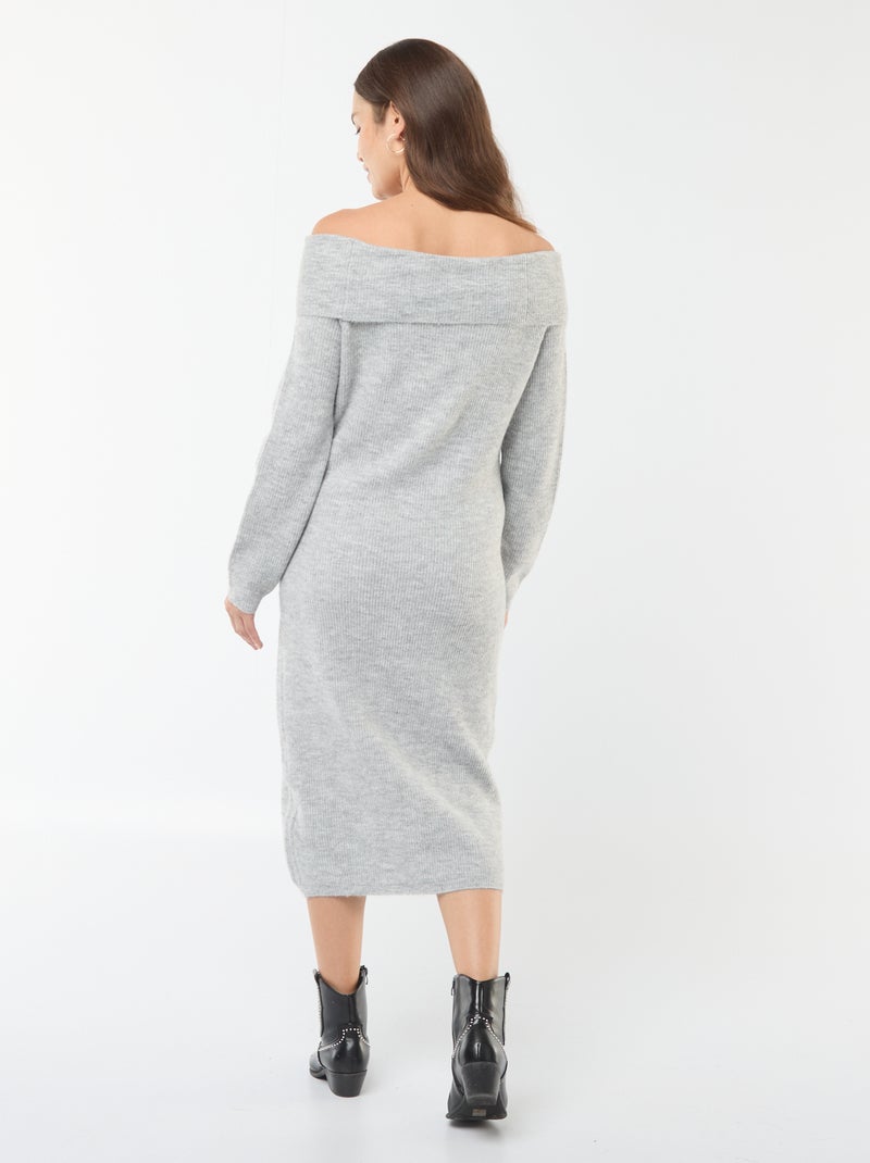 Robe pull de maternité encolure bardot Gris clair - Kiabi