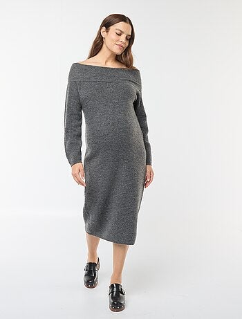 Robe pull de maternité encolure bardot