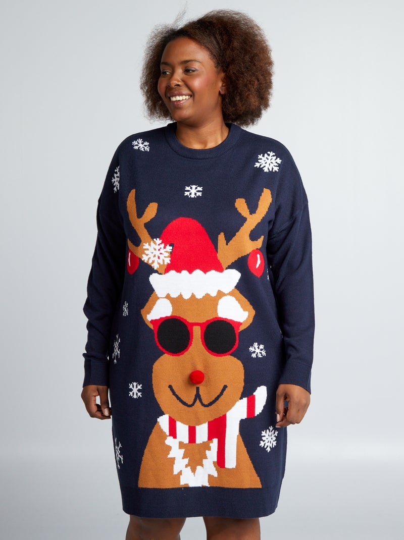 Robe pull de Noël Bleu marine - Kiabi