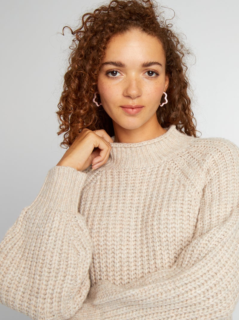Robe pull en grosse maille Beige - Kiabi