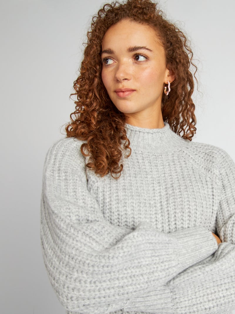 Robe pull en grosse maille Gris - Kiabi