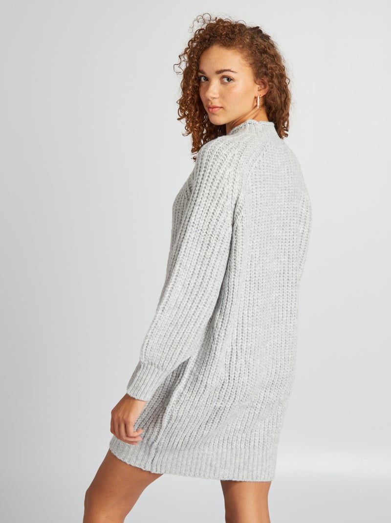 Robe pull en grosse maille Gris - Kiabi