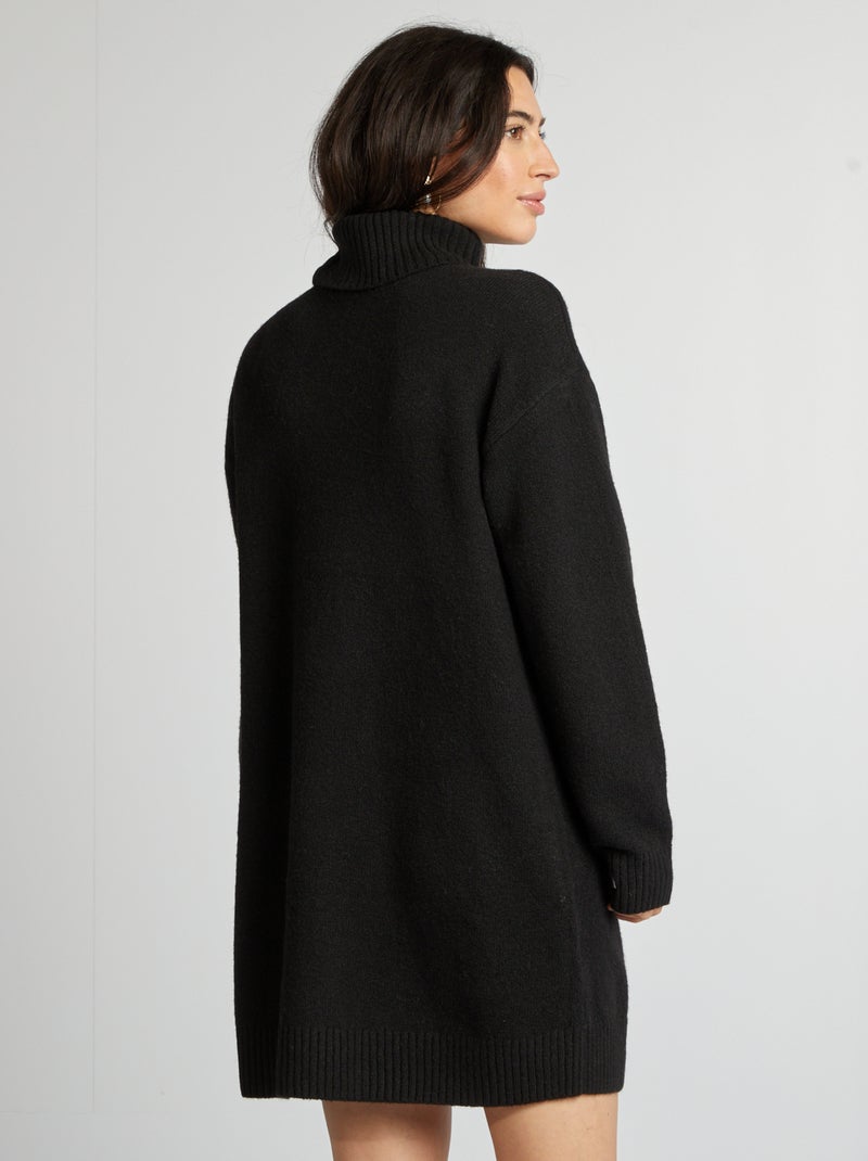 Robe pull en maille avec col roulé noir - Kiabi