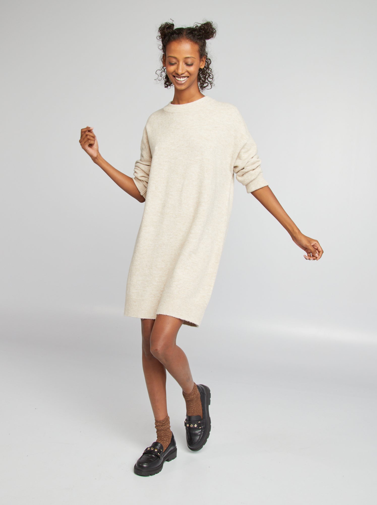 Robe maille beige hotsell