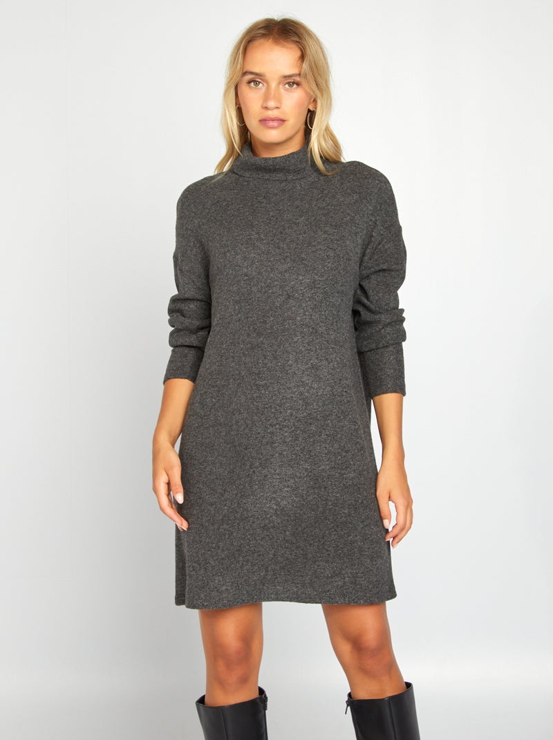 Robe pull en maille col cheminée Gris - Kiabi