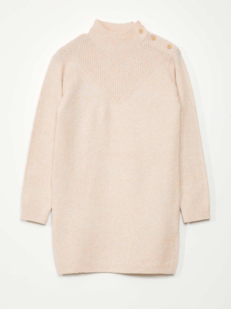 Robe pull en maille col montant Rose - Kiabi