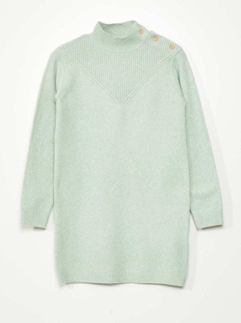 Robe pull en maille col montant Vert - Kiabi